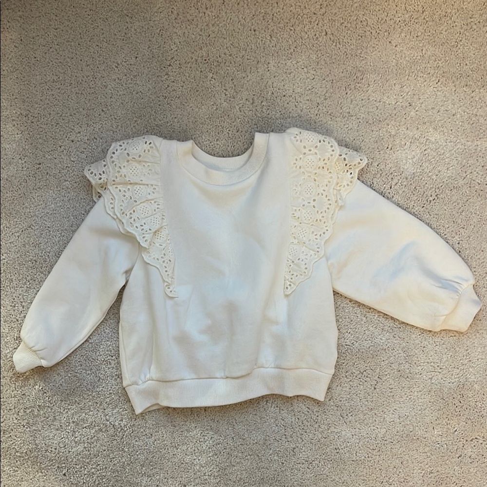 Kids Cream Lace-Trimmed Sweatshirt